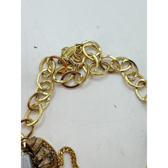 Ab Max Stone & Mixed Chain Layered Multistrand Necklace Gold Tone Boho Bohemian - Picture 7 of 13